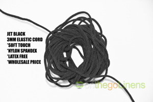 Black 3mm Round Knitted Elastic Cord Bolts