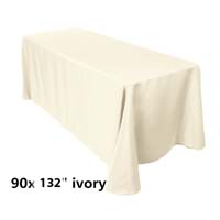 90x132 Ivory Economic Visa Polyester Style Table Drapes Tablecloths